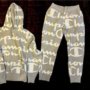 Gently Worn Monogrammed Logo Reverse Weave Champion Sweatsuit Men’s Large